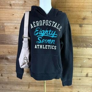 Y2K Aeropostale black hoodie with blue accents
